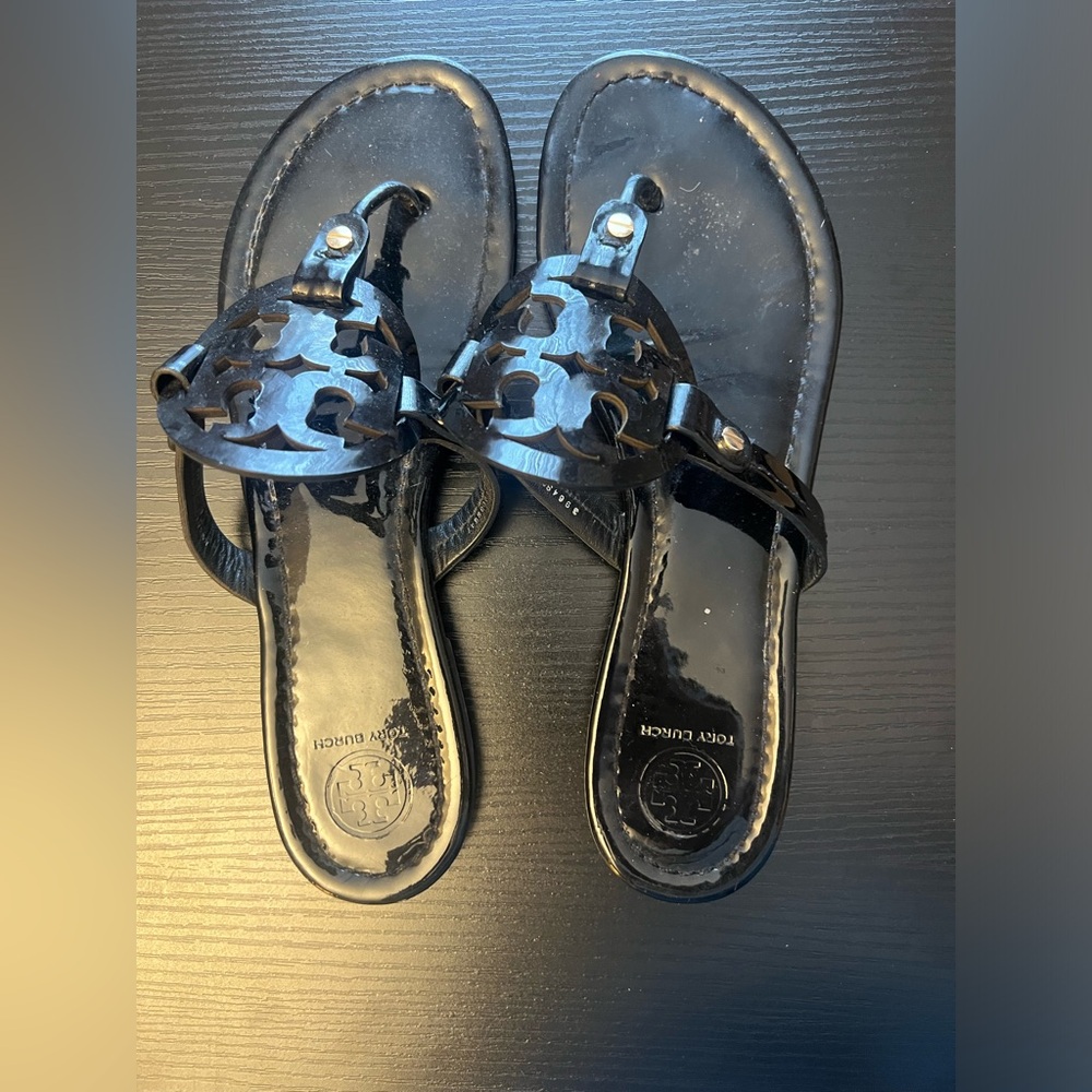 Tory Burch - black patent sandals